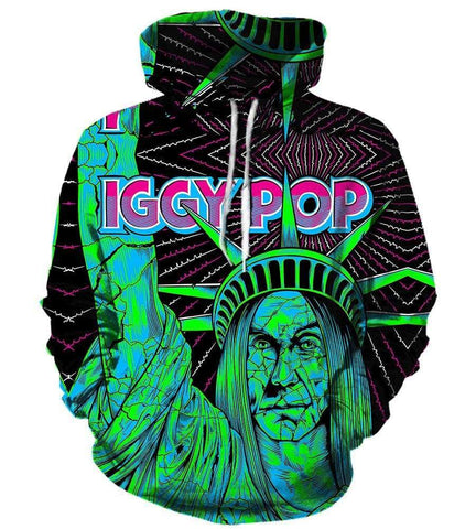 Image of Iggy Pop Hoodies - Pullover Green Hoodie