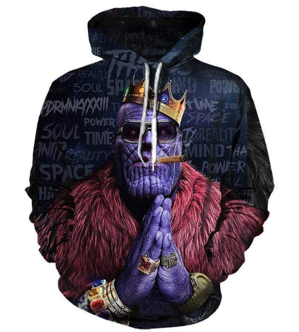 Image of The Avengers Infinity War Thanos Hoodies - Zip Up Smoking Black Zip Up Hdoodie