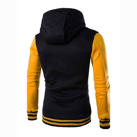 Image of Color Block Hoodie - Hooded Botton Active Bomber Jacket