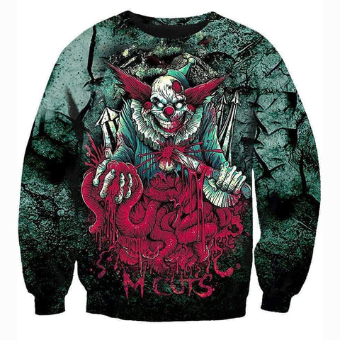 Image of Funny Clown Sweatshirts- Evil Nausea Black Sweatshirt