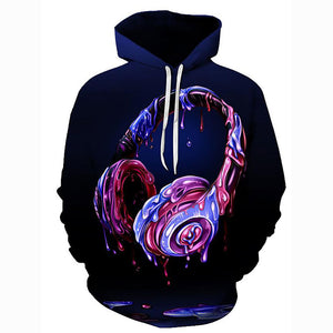 Men's Geometric 3D Printed Hooded Pullover - Casual Hoodie