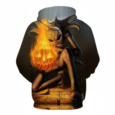 Image of Nightmare Before Christmas Jack Hoodies - Nightmare Before Christmas Hoodies - Pumpkin Fire Pull Over Hoodie