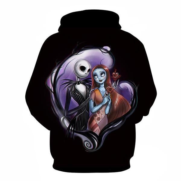 Nightmare Before Christmas Jack And Sally Hoodies - Nightmare Before Christmas Hoodies - Christmas Jack&Sally Full Moon Pull Over Hoodie