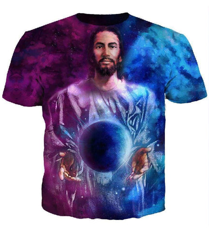 Image of Funny Jesus Hoodies - Pullover God Control Blue-Purple Ball Hoodie