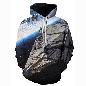 Men's Geometric 3D Hooded Casual Street Chic Space Black Hoodie