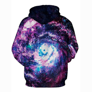 3D Printed Galaxy Hoodie - Hooded Basic Loose  Jacket Pullover