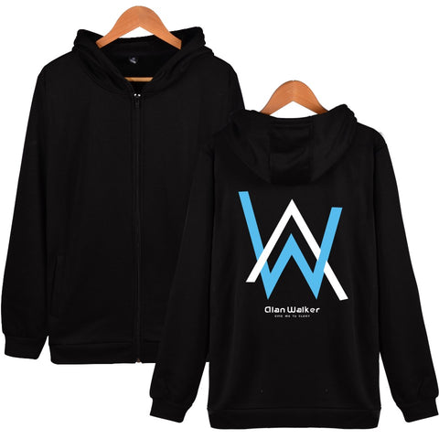 Image of Alan Walker Hoodies - Blue-white Letter Hoodie