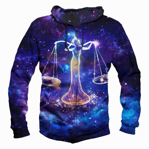 Image of Horoscope Libra Hoodies - Pullover Black Hoodie