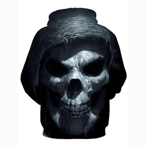 3D Printed Skull Geometric Hooded Casual Pullover Hoodie