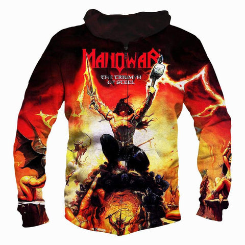 Image of Manowar Heavy Metal Band Hoodies - Pullover Red Hoodie
