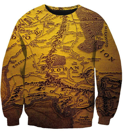 Image of The Lord of The Rings Map Hoodies - Pullover Yellow Hoodie