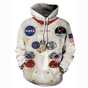 3D Printed Astronaut Uniform Hoodie - Color Block National Flag Hooded Pullover