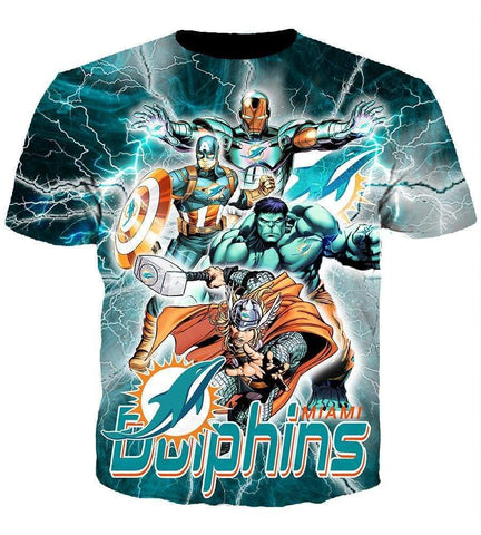 Image of The Avengers Miami Dolphins Hoodie - Pullover Blue Hoodie
