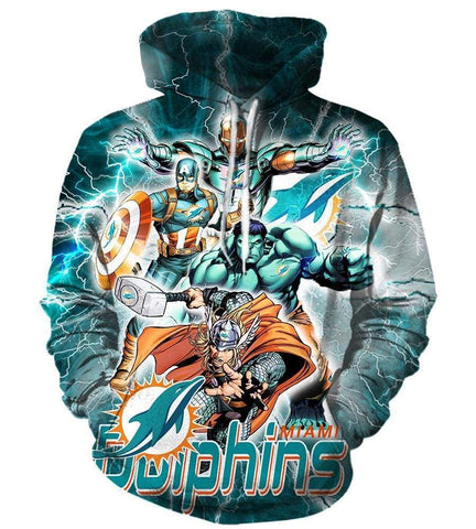 Image of The Avengers Miami Dolphins Hoodie - Pullover Blue Hoodie