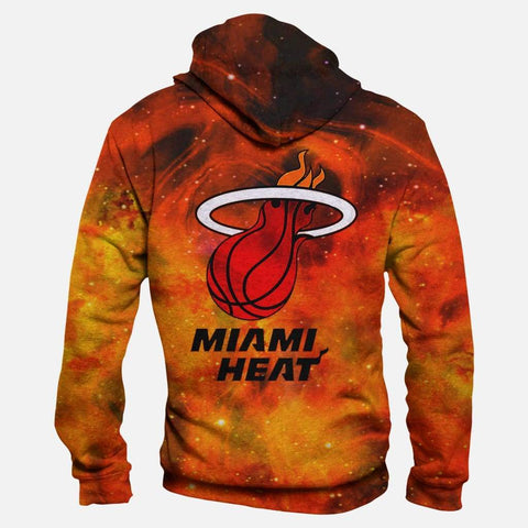 Image of Basketball Miami Heat Hoodies - Zip Up Red 3D Hoodie