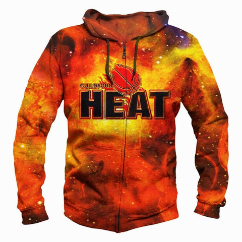 Image of Basketball Miami Heat Hoodies - Zip Up Red 3D Hoodie