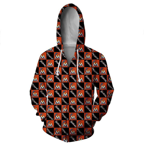 Image of Miami Marlins  Hoodies - Pullover Black Hoodie