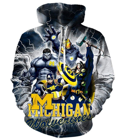 Image of The Avengers Michigan Wolverines Hoodies - Pullover Black Hoodie