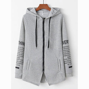 Women's Letter Basic Zip Up Hoodie