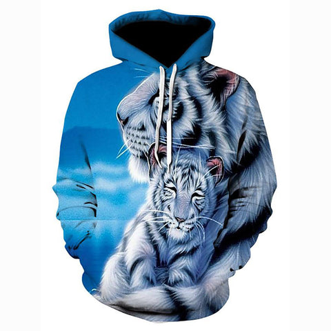 Image of 3D Printed Tiger Hoodie - Hooded Animal Casual Loose Pullover