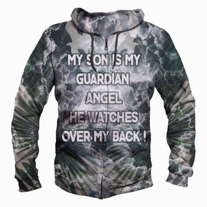 My Son is my Guardian Angles Hoodis - Pullover Black Hoodie