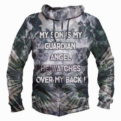 Image of My Son is my Guardian Angles Hoodis - Pullover Black Hoodie