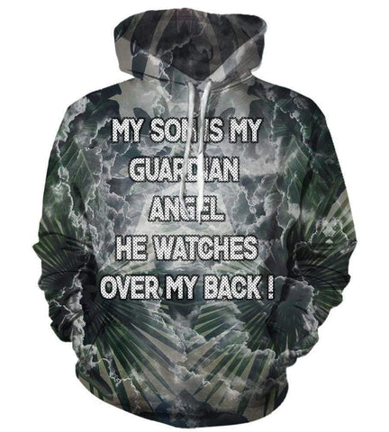 Image of My Son is my Guardian Angles Hoodis - Pullover Black Hoodie