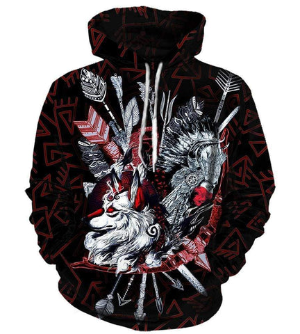 Image of Native american Indians Hoodies - Pullover Black Hoodie