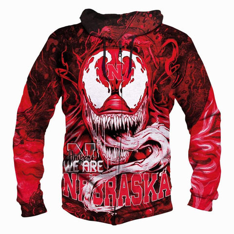 Image of Nebraska Cornhuskers Venom Hoodies - Pullover Red Hoodie