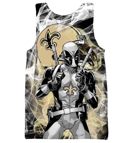 Image of Deadpool New Orleans Saints Hoodies - Pullover Black Hoodie
