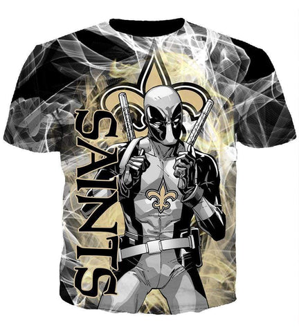 Image of Deadpool New Orleans Saints Hoodies - Pullover Black Hoodie