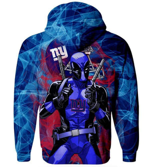Deadpool New York Giants Hoodies - Pullover Blue Hoodie