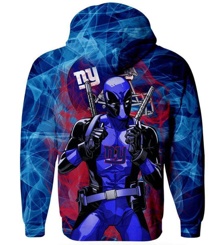 Image of Deadpool New York Giants Hoodies - Pullover Blue Hoodie