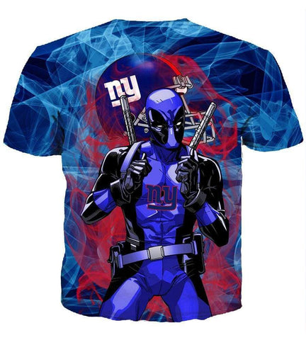 Image of Deadpool New York Giants Hoodies - Pullover Blue Hoodie