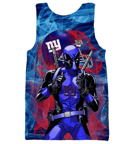 Image of Deadpool New York Giants Hoodies - Pullover Blue Hoodie