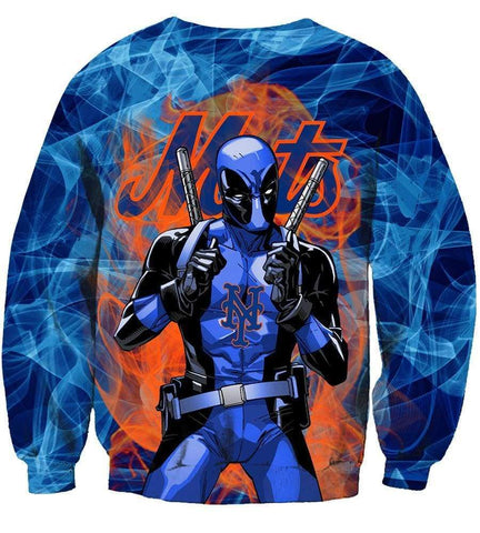 Image of Deadpool New York Mets Hoodies - Pullover Orange Hoodie