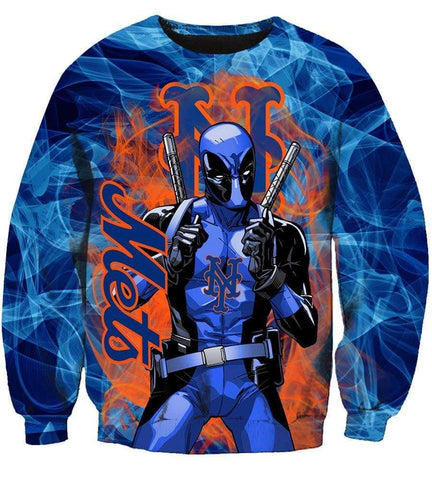 Image of Deadpool New York Mets Hoodies - Pullover Orange Hoodie