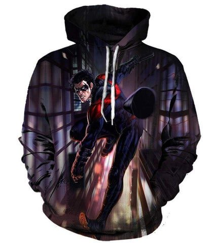 Image of The Avengers Nightwing DC Comics Hoodies - Pullover Black Hoodie
