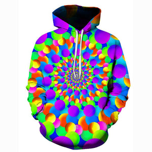 Men's Geometric 3D Printed Hooded Casual Pullover Rainbow Hoodie