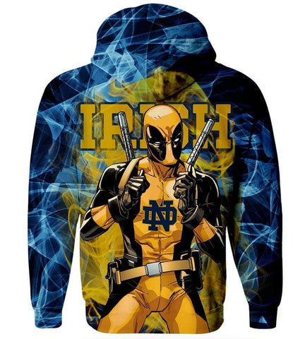 Image of Deadpool Notre Dame Fighting Irish Hoodies - Pullover Yellow Hoodie