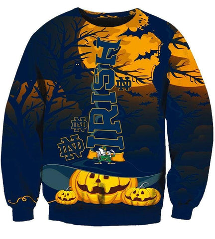 Image of Pumpkin Night Notre Dame Fighting Irish Hoodies - Pullover Black Hoodie