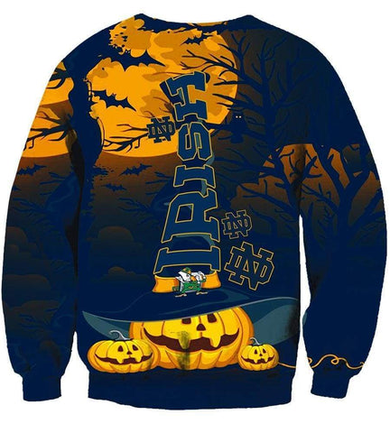 Image of Pumpkin Night Notre Dame Fighting Irish Hoodies - Pullover Black Hoodie