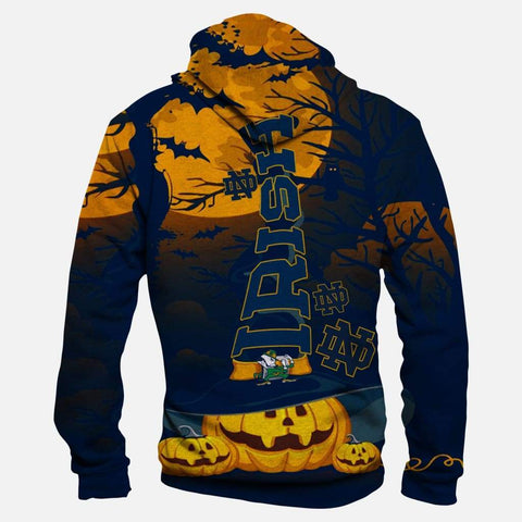 Image of Pumpkin Night Notre Dame Fighting Irish Hoodies - Pullover Black Hoodie