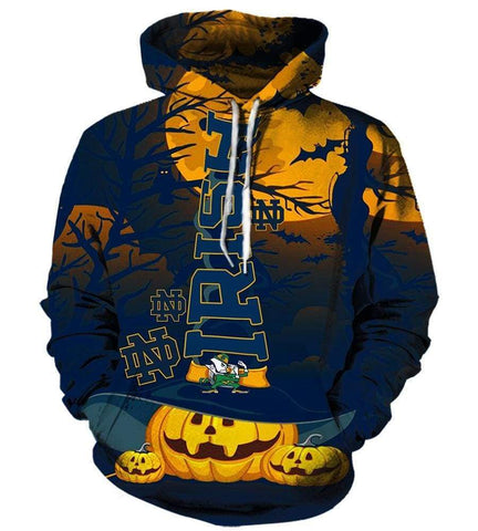 Image of Pumpkin Night Notre Dame Fighting Irish Hoodies - Pullover Black Hoodie