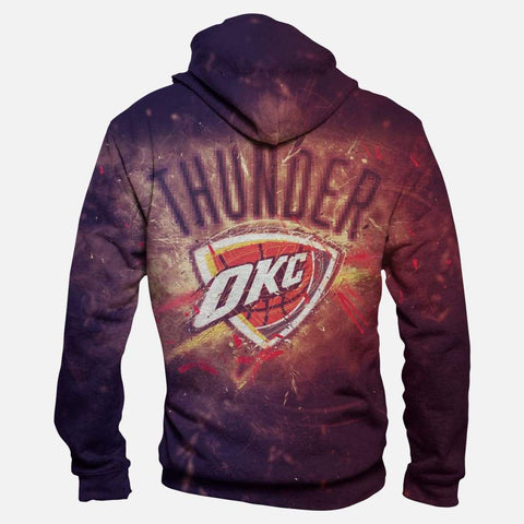 Image of Basketball Oklahoma City Thunder Hoodies - Zip Up Red Thunder Hoodie