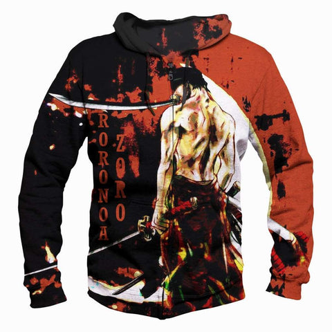 Image of One Piece Roroya Sauron Hoodies - Pullover Red Bleed Hoodie