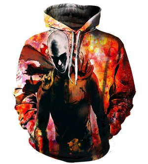 One Punch Man Hoodies - Pullover Red 3D Hoodie