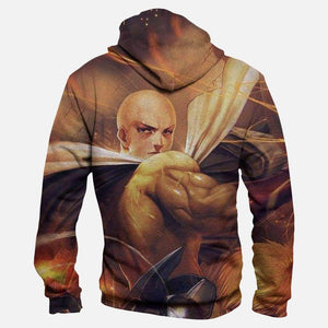 One Punch Man Hoodies - Pullover Fighting Yellow Hoodie