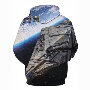 Men's Geometric 3D Hooded Casual Street Chic Space Black Hoodie