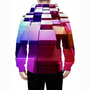 Men's Geometric 3D Print Hooded Casual Basic Rainbow Hoodie